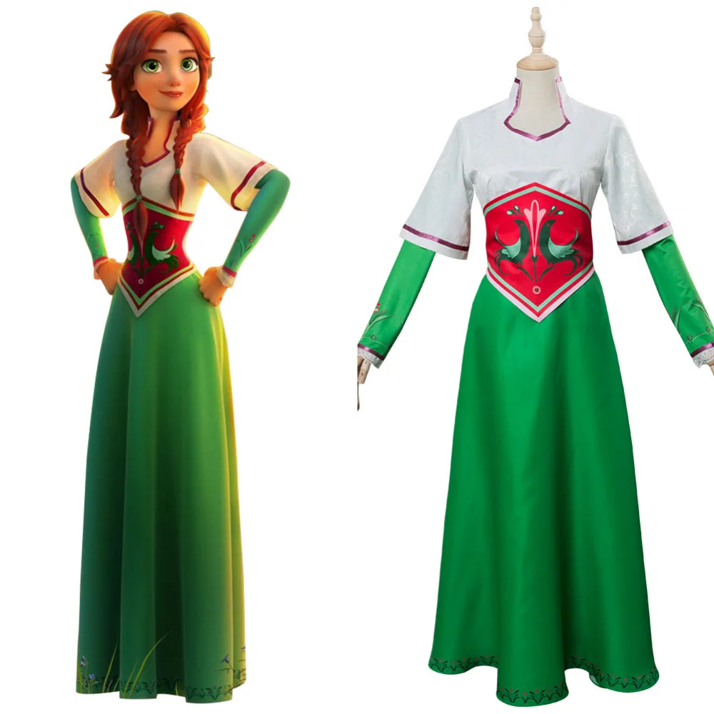 The Stolen Princess Mila Outfit Cosplay Costume Dress Suit Green Gown Uniform Adult Women Halloween Carnival Costumes(No Pants) |