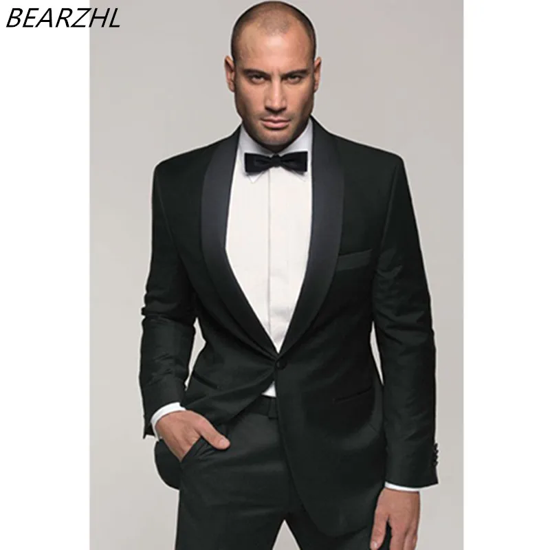 

Groom Tuxedo Black Suits Men Shiny Collar For Wedding Wear Slim Fit 2021