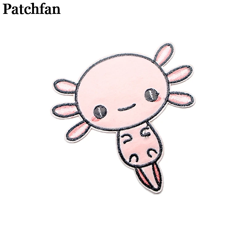 Patchfan Happy Axolotl аппликация нашивки наклейки для шитья рубашка сумка Одежда para куртка одежда значки железные на футболке A2093