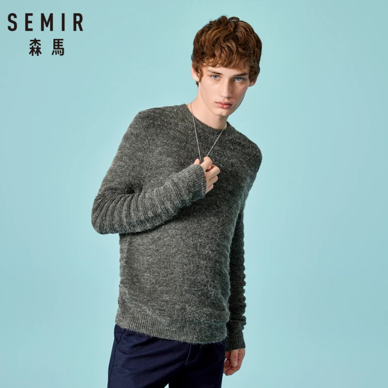 SEMIR Мужской мягкий вязаный свитер с опущенным плечом мужской пуловер трикотажная