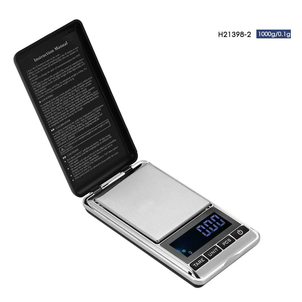 H21398-2 100 г/1000 г x 0,1 г/0,01 г точность измерительный вес инструменты ЖК Цифровые ювелирные весы в граммах 0,01 карманные весы электронные весы - Цвет: H21398-2