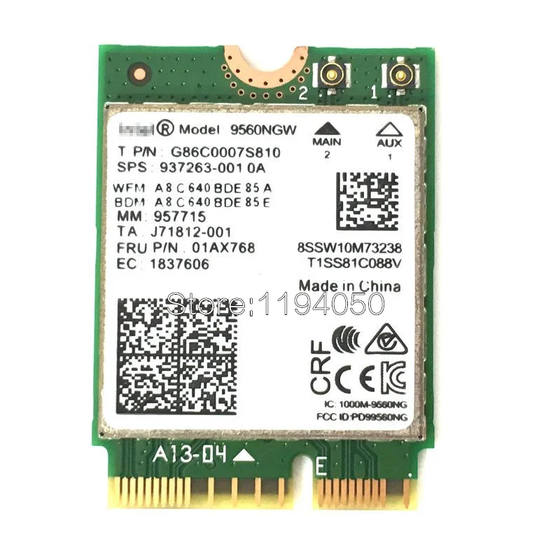 9560NGW Двухдиапазонный беспроводной AC 9560 для Intel 9560ngw 802.11ac NGFF 2,4G/5G 2x2 Wi-Fi Карта Bluetooth 5,0 NGFF/M.2 - Цвет: 9560NGW