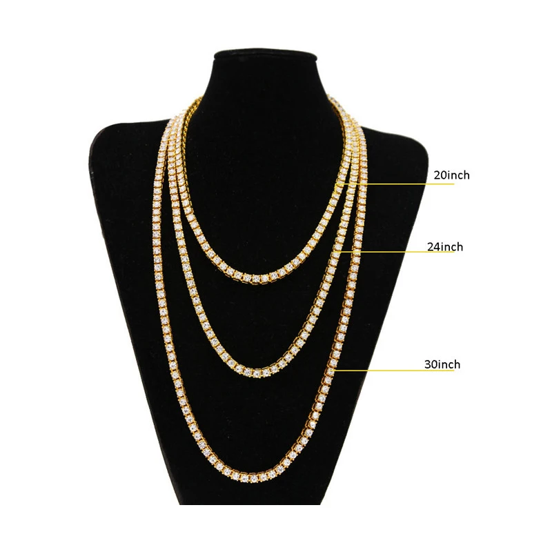 МУЖСКАЯ ТЕННИСНАЯ цепочка в стиле хип хоп с блестящими вставками 1 ряд ожерелья