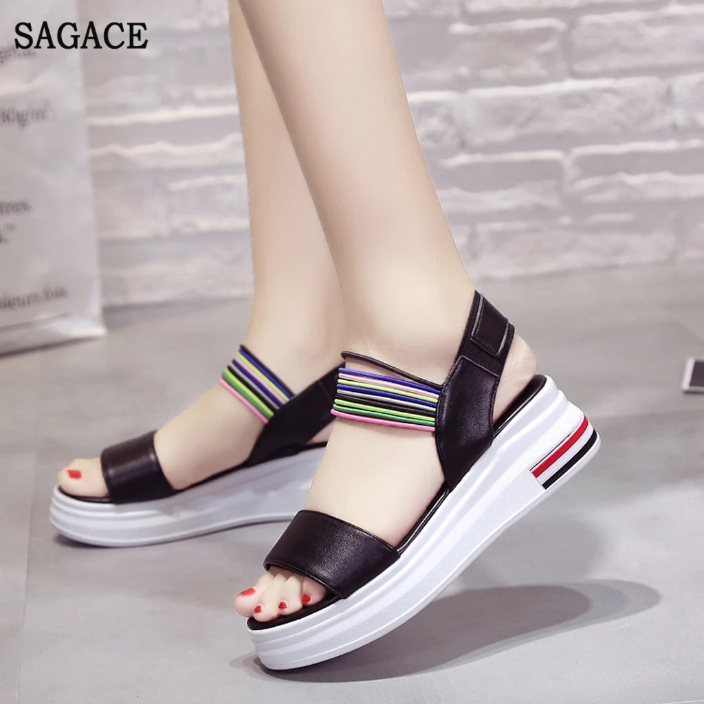 SAGACE Повседневная обувь на платформе Летняя с открытым носком босоножки танкетке