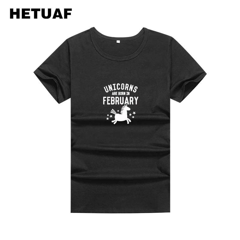 Женские футболки с рисунком HETUAF Забавные единорогом Ulzzang 2018 | Женская одежда
