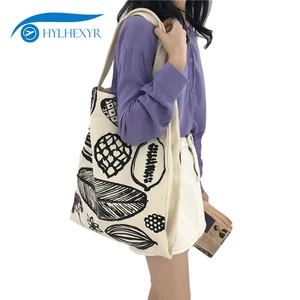 Удобная Холщовая Сумка Hylhexyr, многоразовая вместительная сумка для покупок с принтом листьев, повседневный тоут на плечо для женщин и студентов