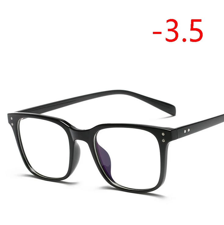 Myopia 350 1,56, асферические линзы, очки по рецепту, для женщин и мужчин, Ретро стиль, Rice Nail TR90, квадратные очки для близорукости, черная оправа, 0~-4,0 - Цвет оправы: Myopia 350