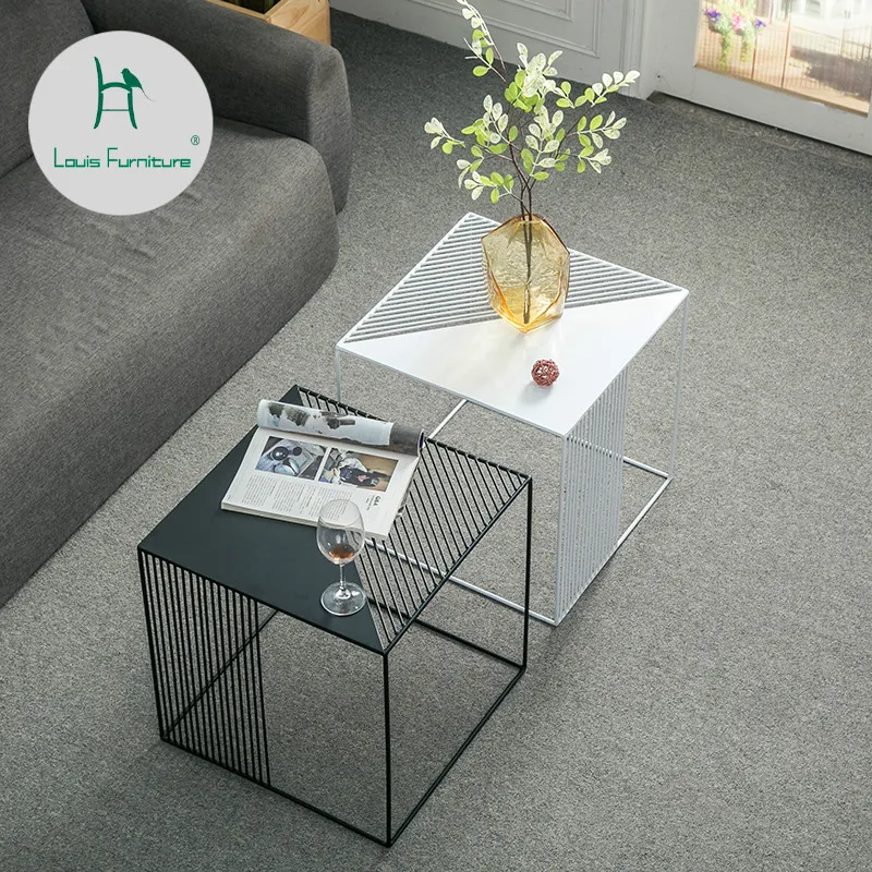 

Louis Fashion Coffee Tables Nordic Iron Sofa Simple Modern Metal Bedroom American Living Room