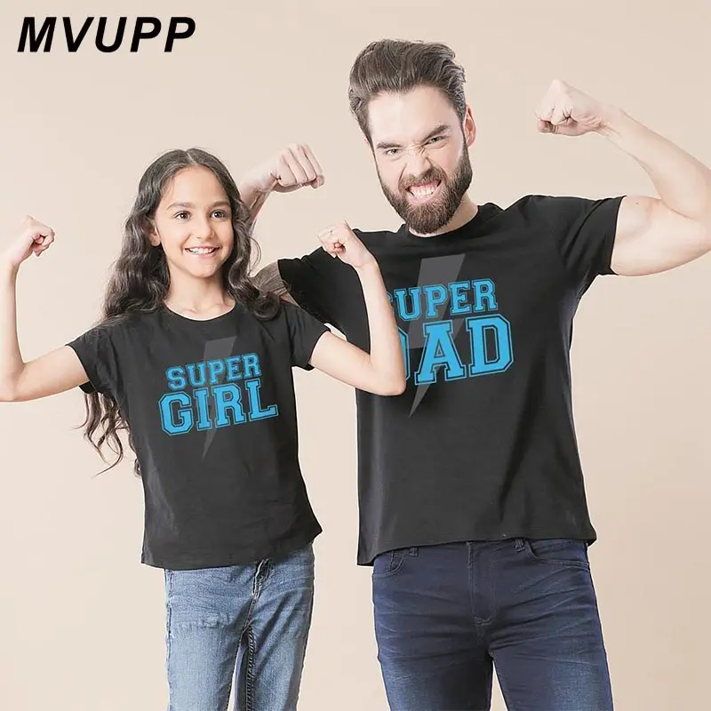

SUPER dad girl funny family t shirt for daddy and me baby matching clothes father daughter outfits look big little sisters 2019