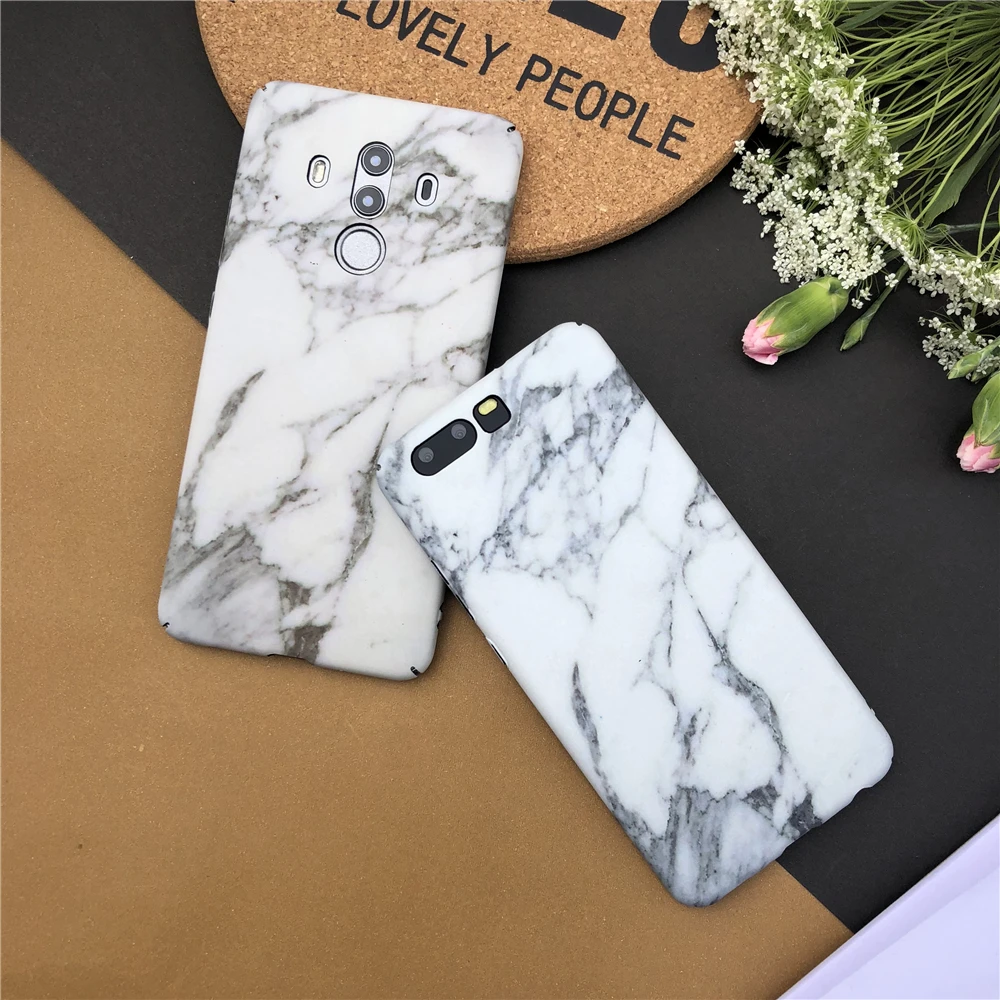 Classic Retro Granite Marble Cases For Huawei P10 Luminous Black White Matte Hard Mata 10 pro Case |