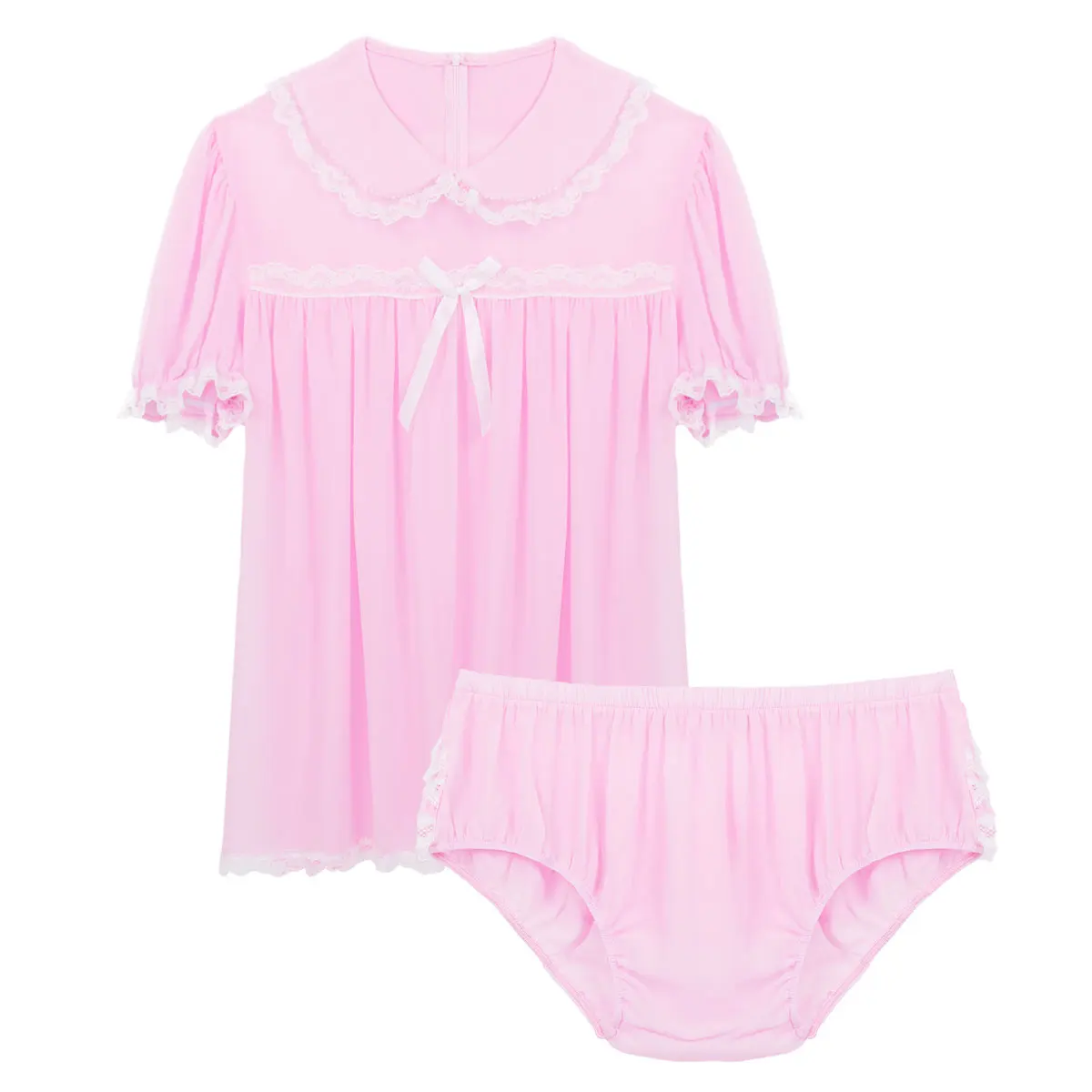 TiaoBug мужское шифоновое нижнее белье для взрослых Babydoll воротник пышные рукава
