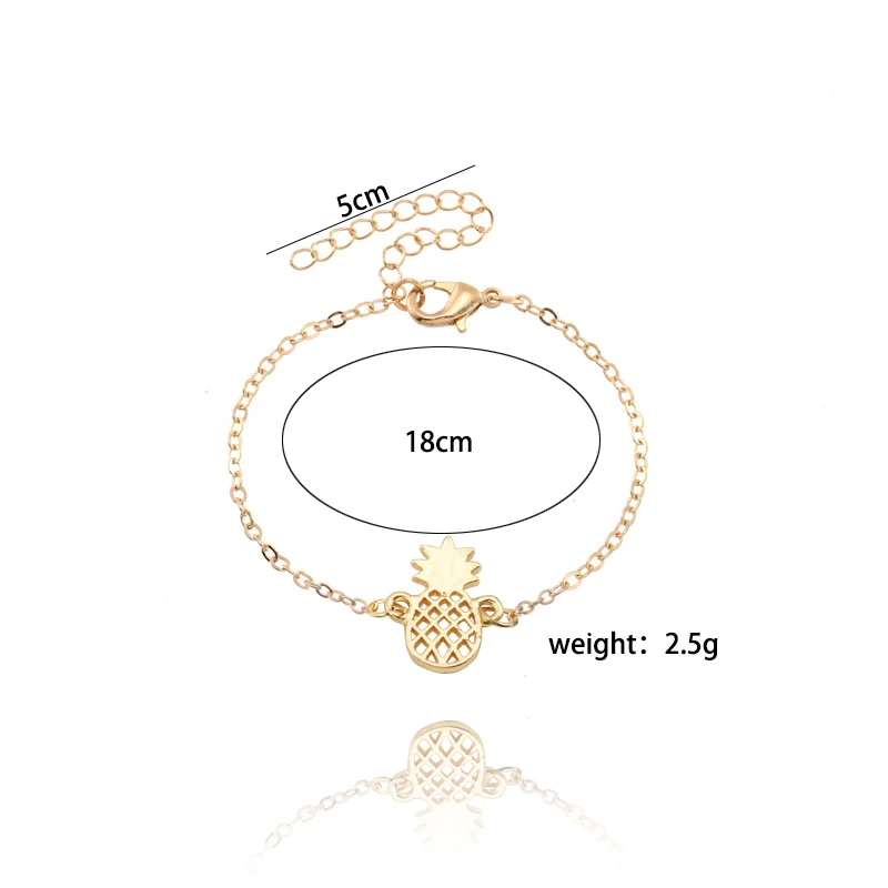 DIY Браслеты с изображением растений для женщин Двусторонняя полые ананас золотой