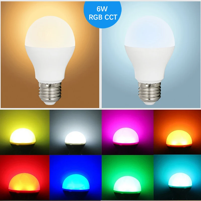 Полноцветная светодиодная лампа светодиодный прожектор AC86 265V E27 6 Вт RGB + CW WW 2 4G/Wifi