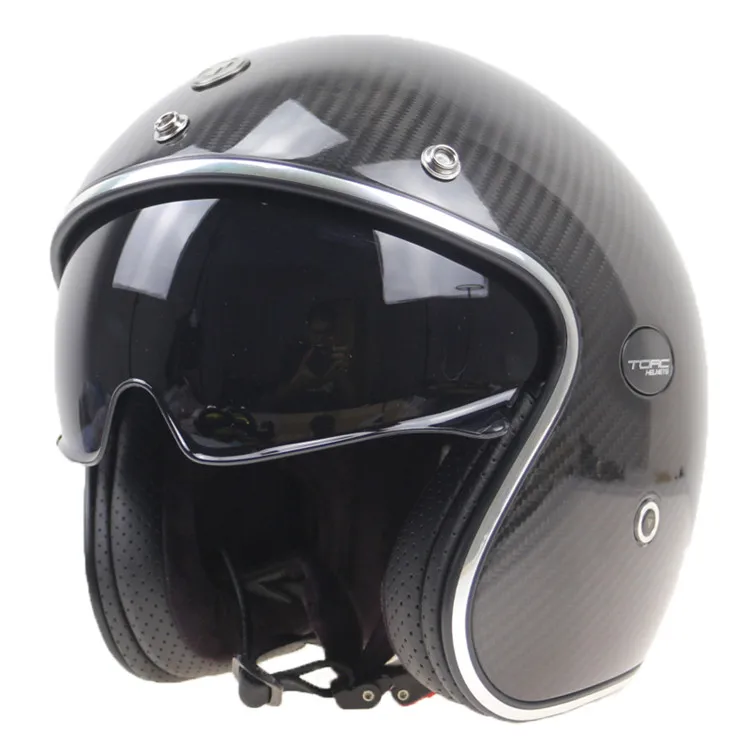 Black Carbon Fiber Профессиональный легкий велосипедный шлем DOT ECE одобренный углеродное волокно мотоциклетный шлем TORC V587 серия Чоппер велосипедный шлем - Цвет: Black Carbon Fiber