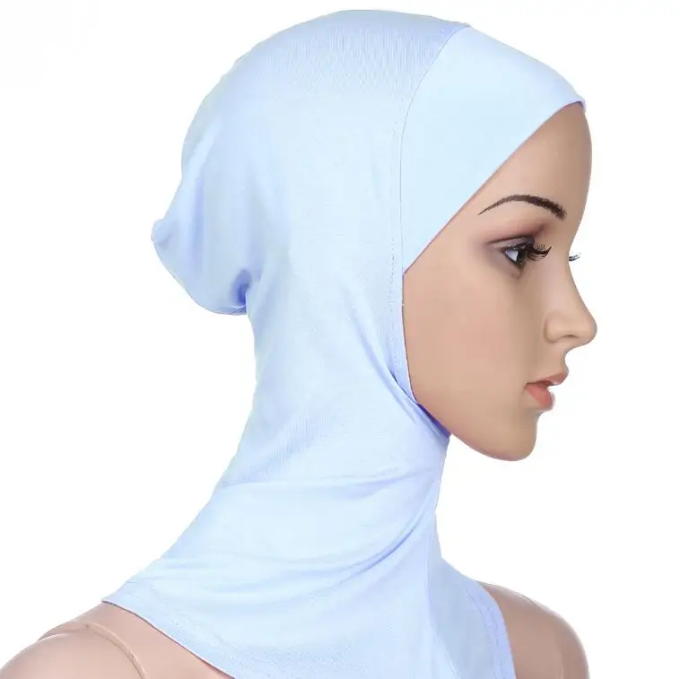 white Multicolor Full Cover Soft Modal Muslim Hijab Shawls Swimming Cap Women's Swimming Suit Islamic Underscarf Bikinis Beachwear Cap - Цвет: white