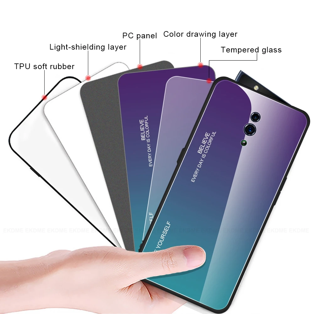 For Oppo Reno R19 R15X R17 Pro Find X F11 K1 Glass Case Gradient Tempered Hard 10X Zoom | Мобильные телефоны и аксессуары