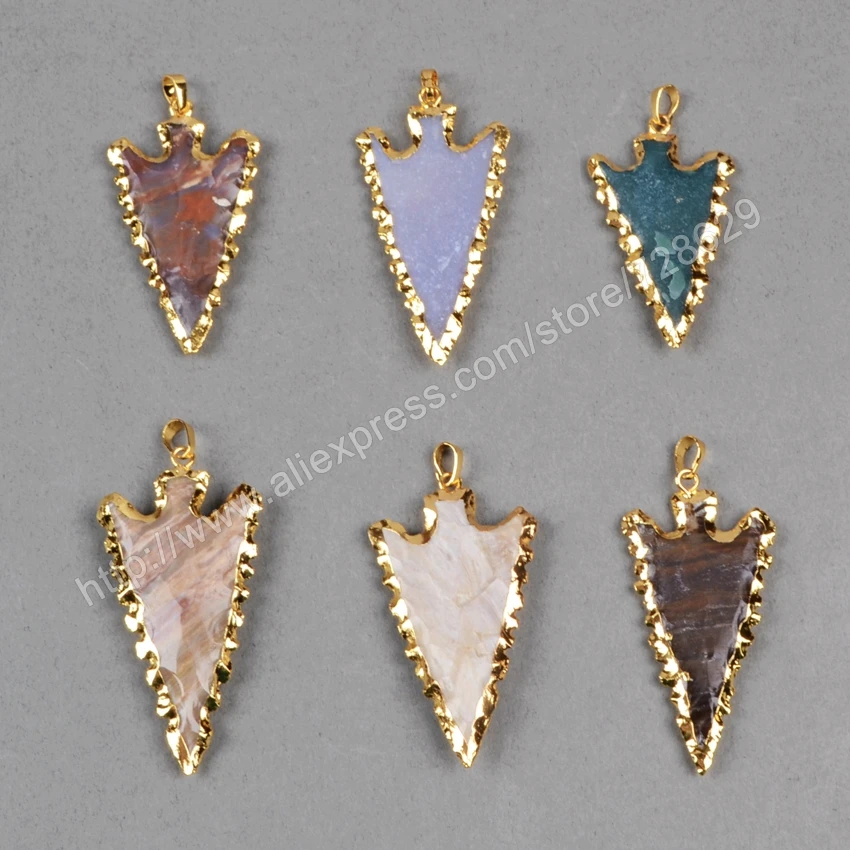 BOROSA 5 шт./лот Золото Цвет грубые натуральные драгоценные камни резной наконечник