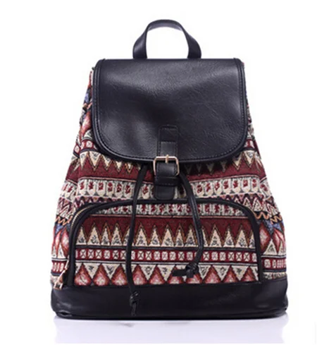 Брендовые женские холщовые рюкзаки Bolsas Mochila Feminina для девочек с геометрическим принтом, школьная сумка на плечо, Повседневная дорожная сумка, Sac A dos - Цвет: C