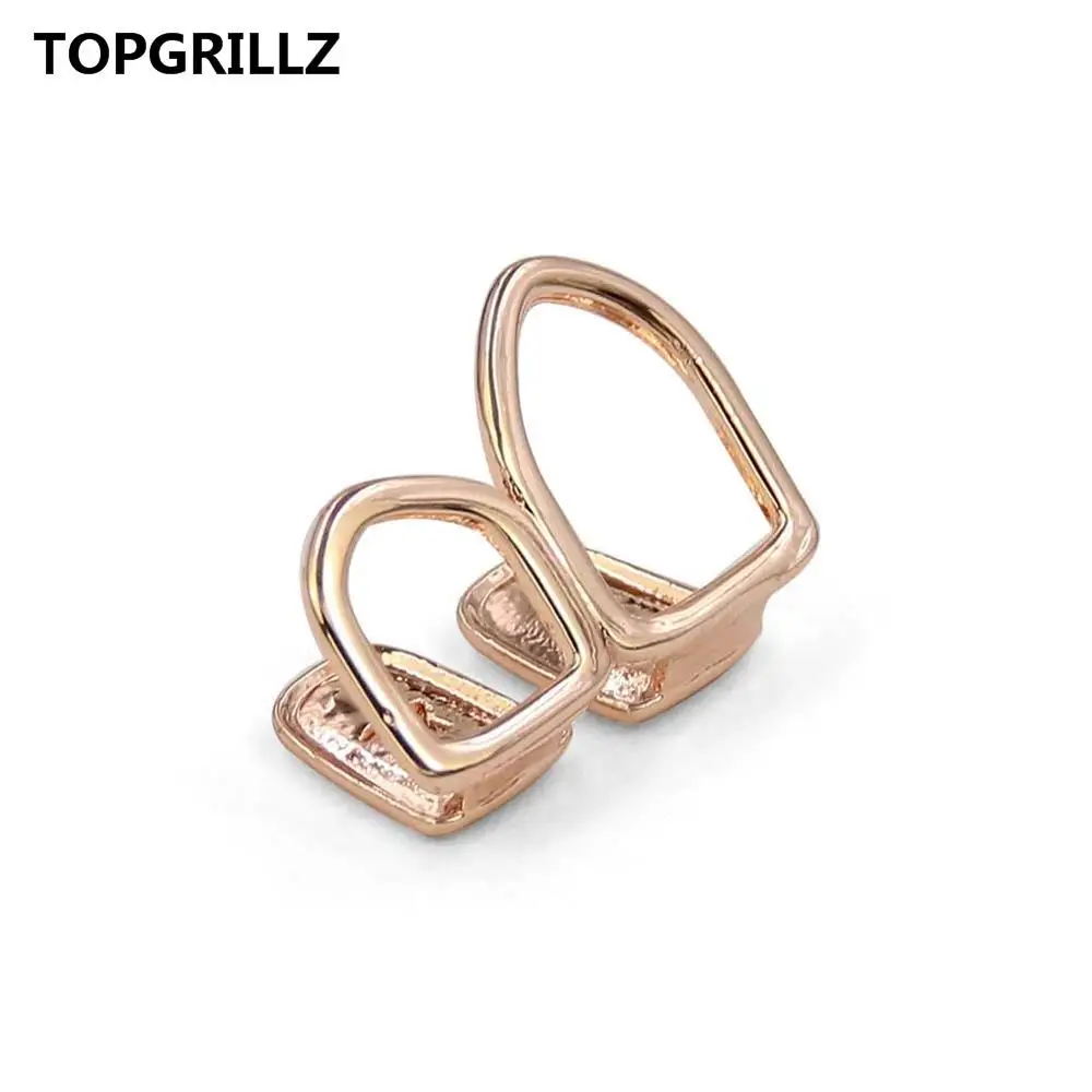 TOPGRILLZ полый открытый уход за кожей лица двойной зуб гриль желтое золото цвет покрытием Топ два правых собачьих зубов грили шапки - Окраска металла: Rose