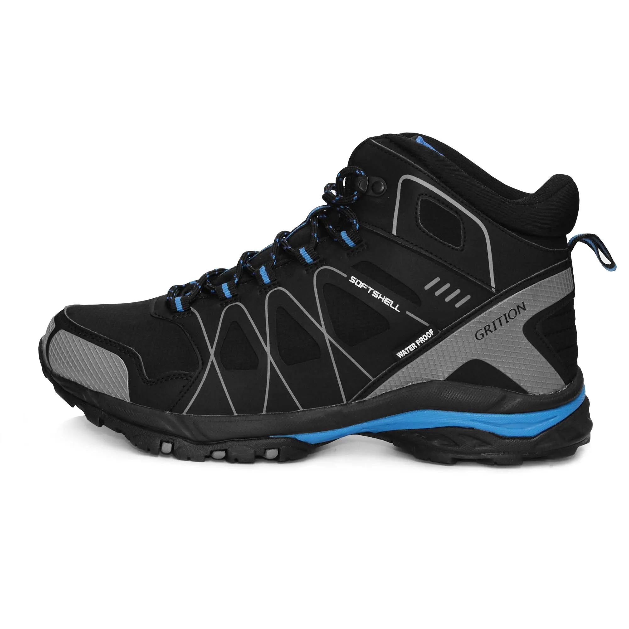 Blue Black High Top GRITION/мужские ботинки для пешего туризма; зимняя теплая обувь для прогулок на открытом воздухе; Водонепроницаемая легкая обувь с высоким и низким верхом; кроссовки; обувь с защитой лодыжки; - Цвет: Blue Black High Top