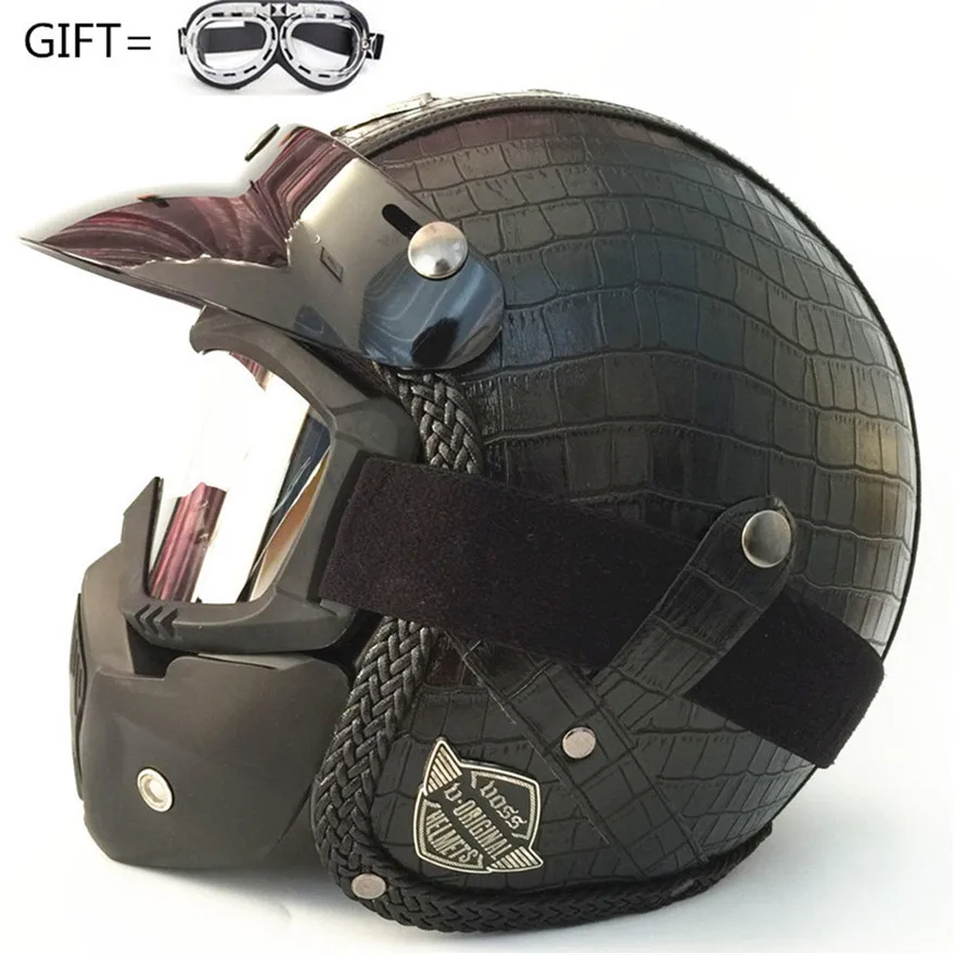 Мотоциклетный шлем в стиле ретро винтажный из синтетической кожи Casco Moto Cruiser