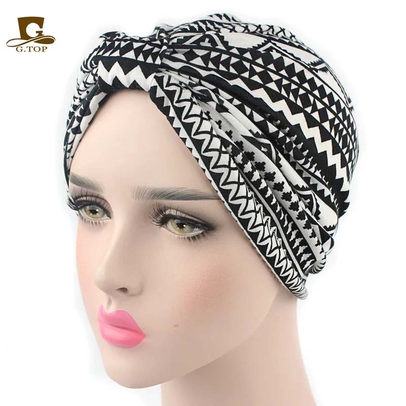 Новый богемный стиль тюрбан шляпа хлопок цветочный принт головной убор повязка