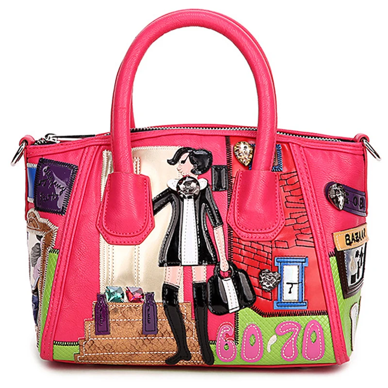 Женская сумка мессенджер из кожи с вышивкой|tote brand|brand handbagshandbag brand |