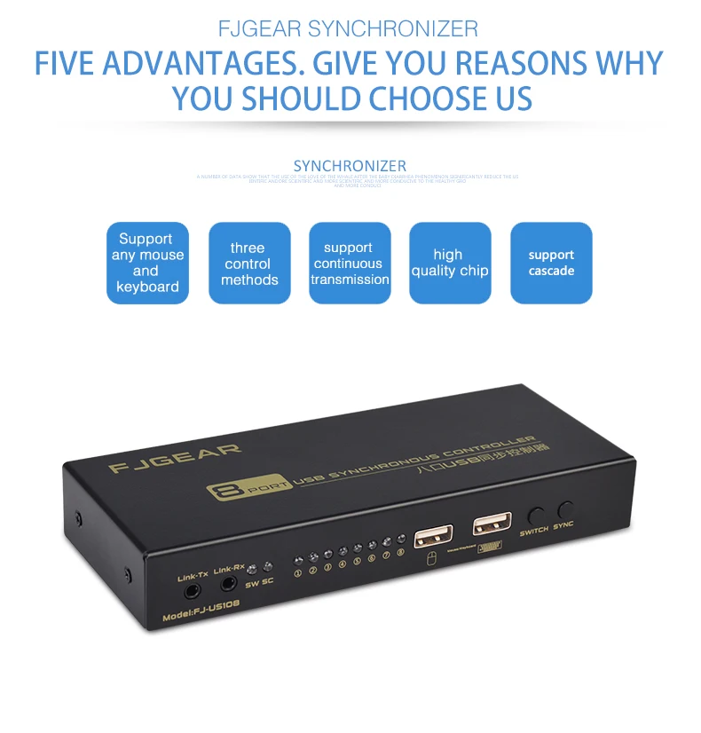 8 портов KVM переключатель USB синхронизатор 8 портов синхронный контроллер набор клавиатура/мышь управление 8 шт
