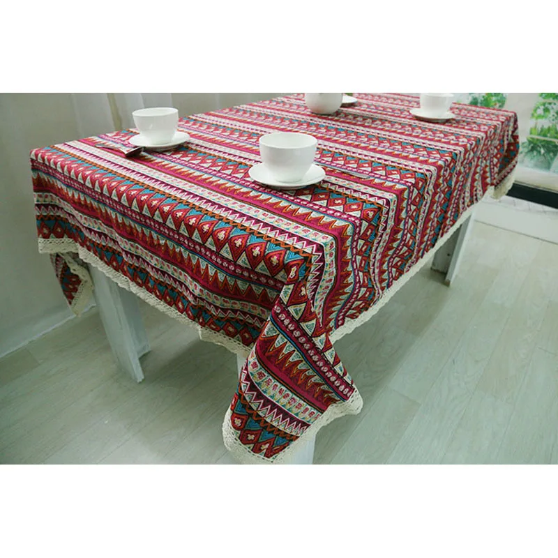 Народный обычай Скатерти Ретро хлопок/лен S с принтом дома покрытие стола зеленый