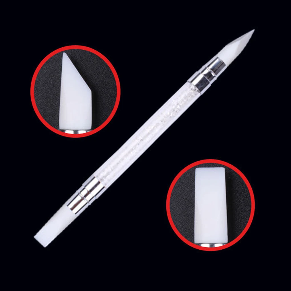 

New Arrival Dual Heads Silicone Nail Art Sculpture Pen Rhinestone Acrylic Handle for Emboss Carving Craft Polish Manicure Tool