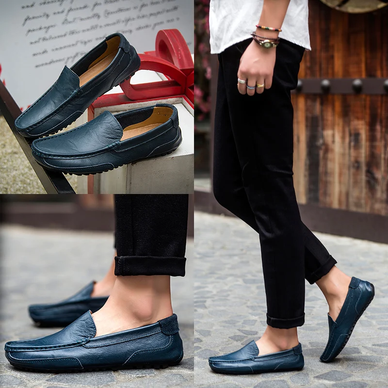ALCUBIEREE New Releases Mens Boat Shoes Casual Loafers Slip On Flat Driving Italian Handmade Moccasins Chaussures Hommes | Обувь