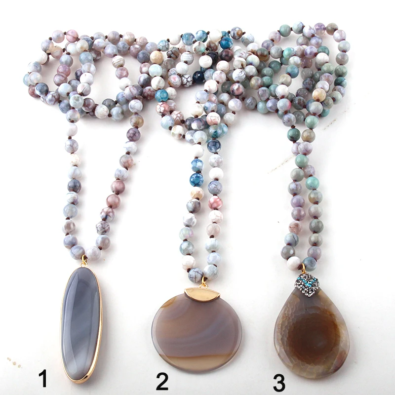 Женское ожерелье с узелком MOODPC подвеской из камня в этническом стиле|Ожерелья