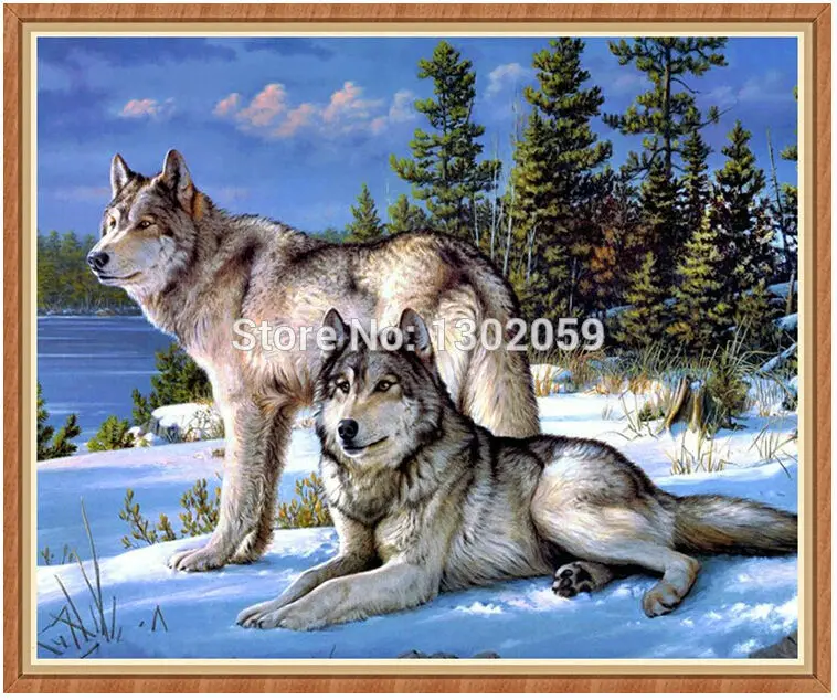 Набор для вышивания крестиком две волки в снегу Распродажа с фабрики|wolfe fleece|wolf