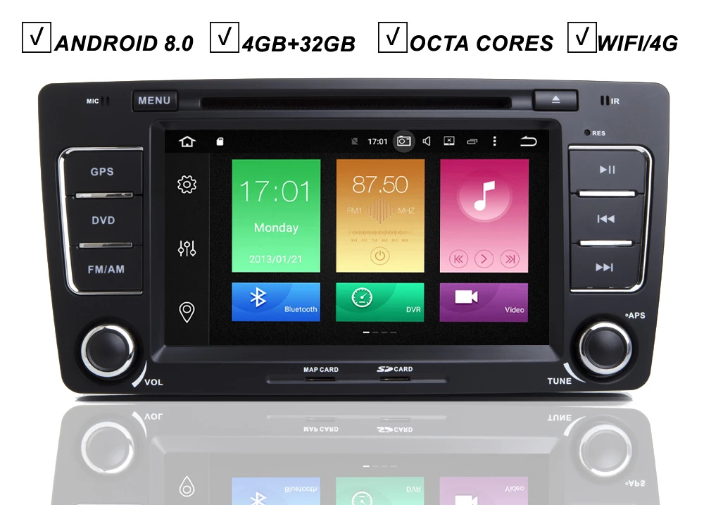 Автомобильный DVD плеер 7 дюймов IPS Android 8 0 GPS для SKODA OCTAVIA 2009 2010 2011 2012 2013 авто СБ NAVI Octa