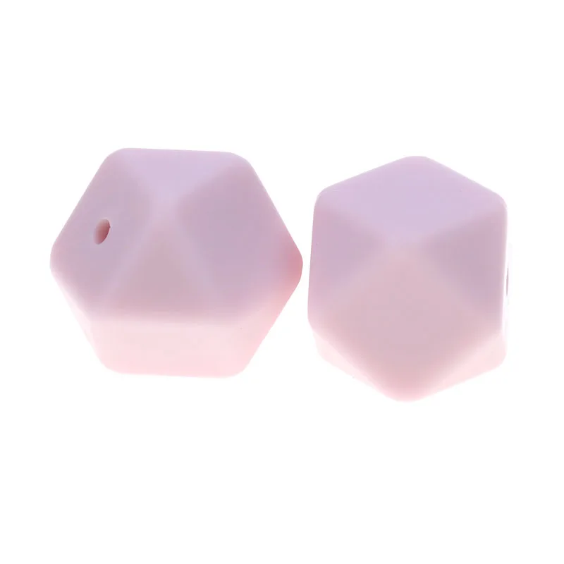 Cuentas de Silicona hexagonales para dentici&oacute;n de beb&eacute;, Mordedor de 14mm, sin Bpa, colgante para collar, accesorios, Mordedor de Silicona-2