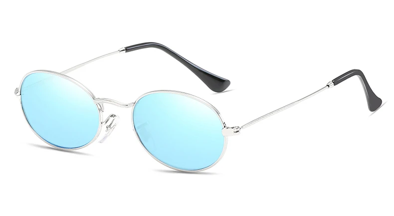 silver with blue Peekaboo маленькие овальные солнцезащитные очки маленького размера мужские черные круглые солнцезащитные очки в металлической оправе для женщин зеркальные uv400 - Цвет линз: silver with blue