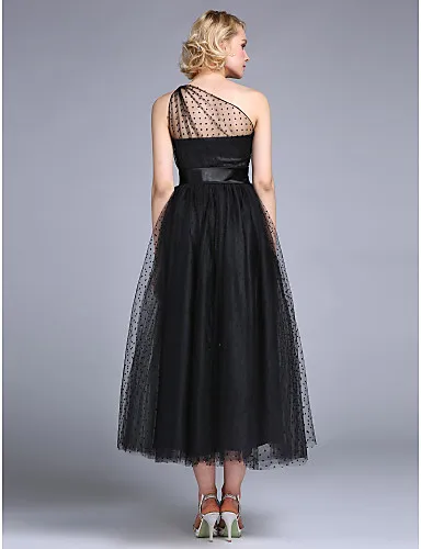 Черные Вечерние Платья 2017 Плюс Размер Пром Дешевые Платье Принцессы Одно Плечо