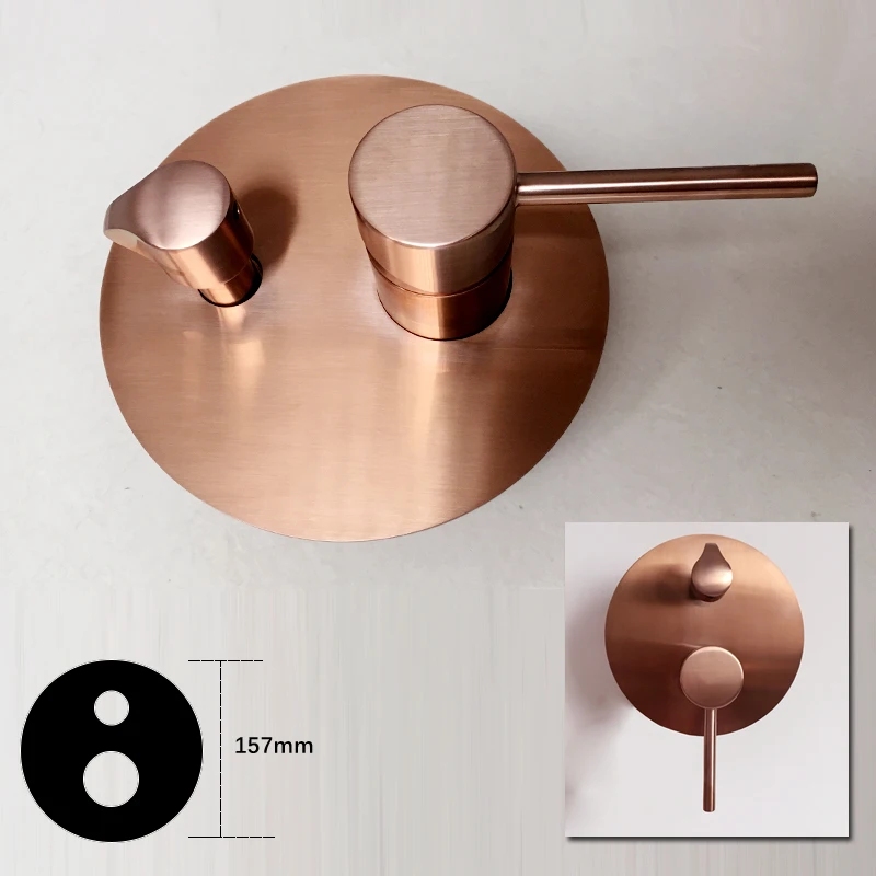 Bathtub Faucet Brushed Rose Gold Chic Wall Mounted Bathroom Shower Spout Solid Brass 3 Pcs Mixer Tap Bath AH3024C | Обустройство дома