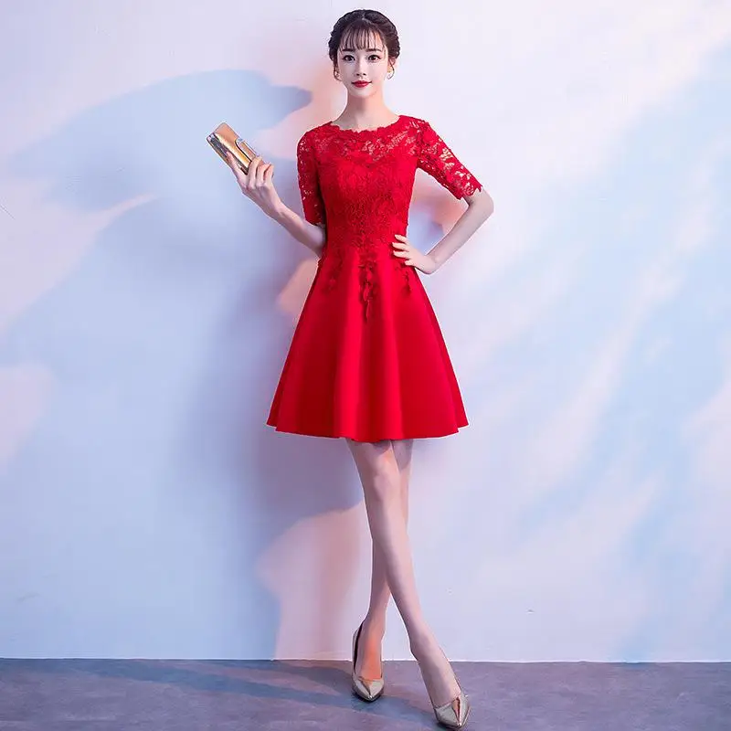 Сексуальное Кружевное открытое женское китайское свадебное платье Cheongsam, одежда для тостов, классический воротник-стойка, Qipao, большие размеры XXXL - Цвет: Style 1