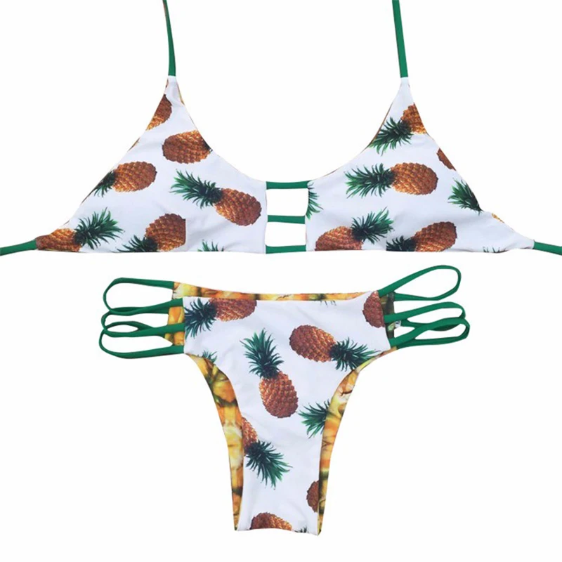 Pacent желтый бикини с ананасами Наборы женский купальник фруктами летний