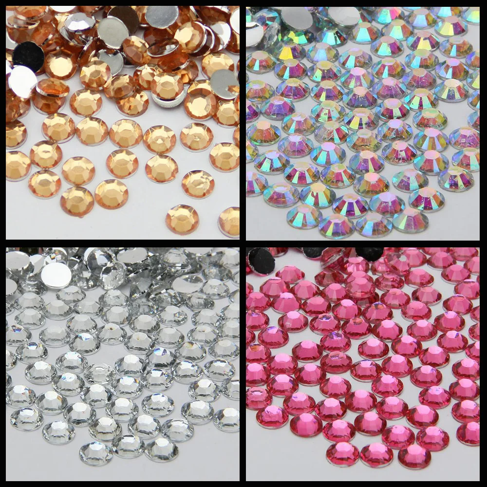 1000 шт прорезиненный плоский 14 украшения для ногтей круглые стразы DIY Bling Nail 6 мм ss30 светло-розовый прозрачный AB белый желтый