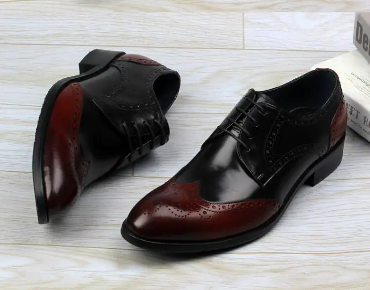Мужские туфли из натуральной кожи с перфорацией на шнуровке | Обувь