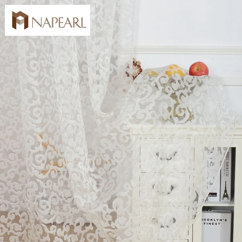 NAPEARL, европейский стиль, жаккардовый дизайн, украшение для дома, современный занавес, тюль, ткань органза, прозрачная панель, обработка окна, белый цвет