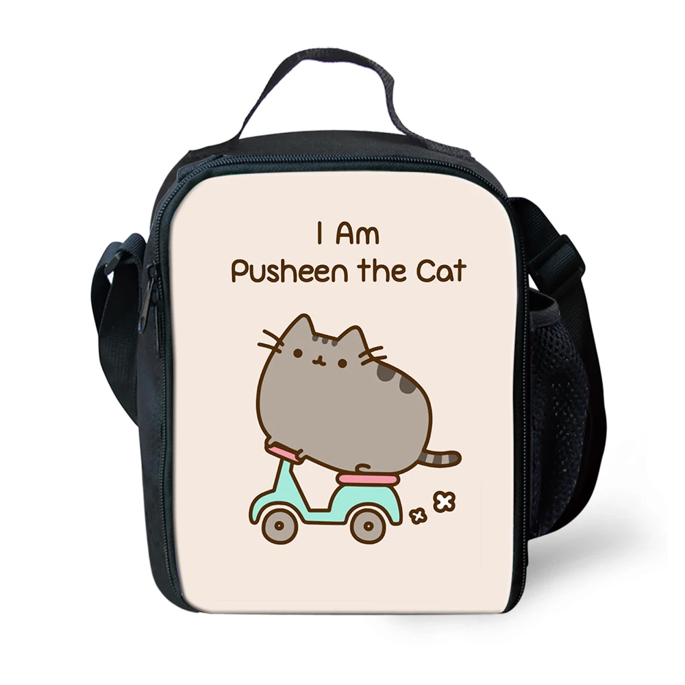 Thikin Casual Cartoon cat Pattern Lunch Bags for Teen Boys Fashion Portable Cooler Box Cartoon Pattern Tote Picnic Pouch