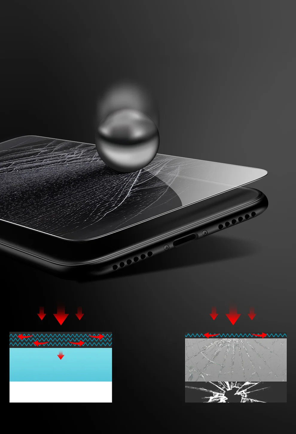 Закаленное стекло премиум класса для iPhone X RONICAN защита экрана от царапин 9H 0 26 мм 2.5D
