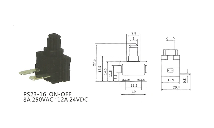 NS227 CE ROHS PS23 16 250VAC включения выключения красный 16A кнопочный переключатель|switch