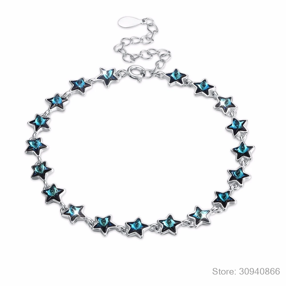 LEKANI Кристалл от SWAROVSKI Роскошные звезды бусины браслет браслеты Подлинная S925 серебро ручной аксессуары для женщин