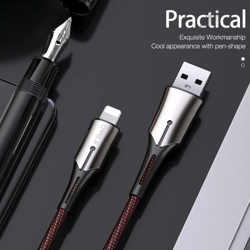 USB кабель Cafele 2A для быстрой зарядки iPhone Xr X XS Max портативный провод с оплёткой Apple