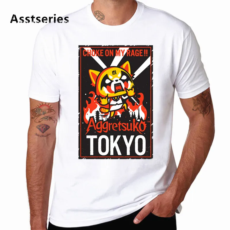 Aggretsuko aggression Retsuko Harajuku футболка с круглым вырезом Fck You панковская Футболка с принтом Повседневная футболка с короткими рукавами уличная HCP4589