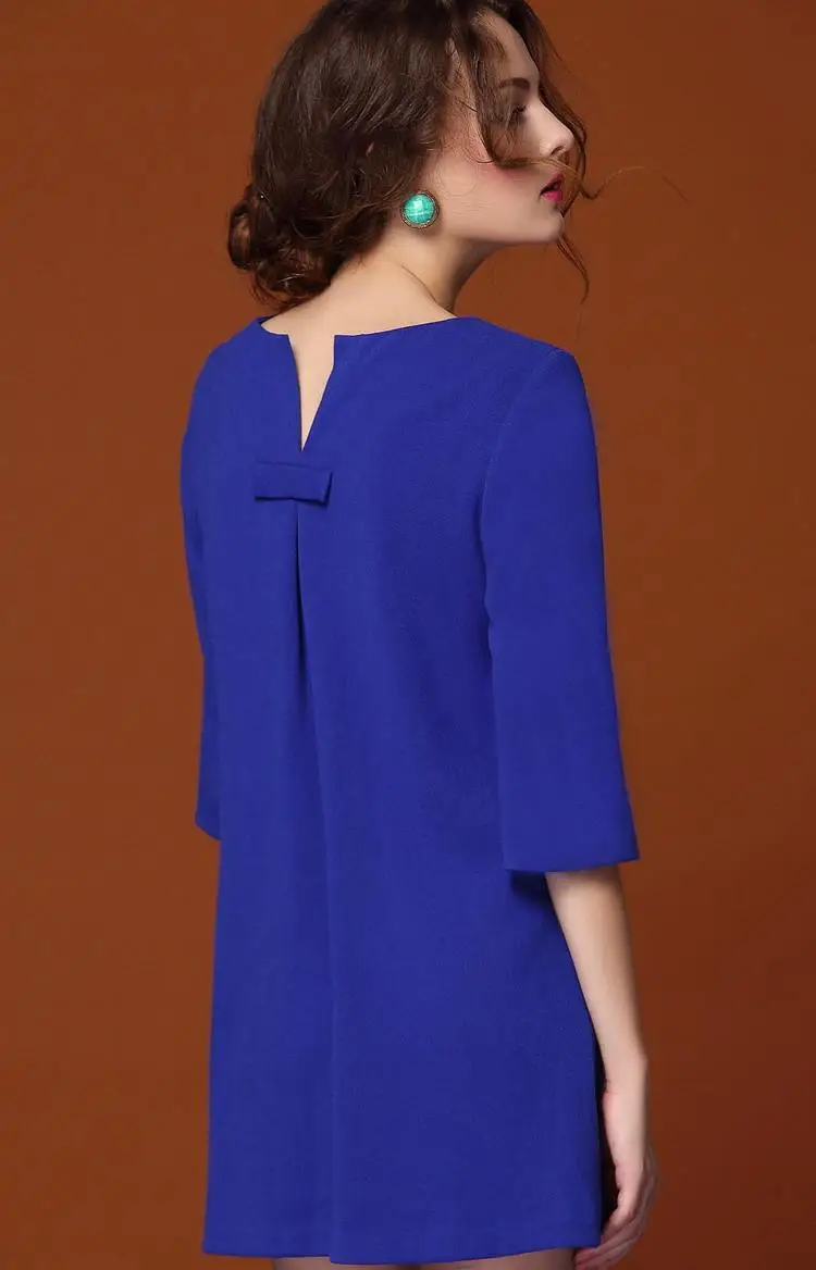 Фото New Women Elegant Dresses Three Quarter Sleeve Natural Color Straight Mini Dress Hot Pink Dark Blue S M L XLAMY Женская одежда New Women Elegant Dresses Three Quarter Sleeve Natural Color Straight Mini Dress Hot Pink Dark Blue S M L XLAMY Женская одежда